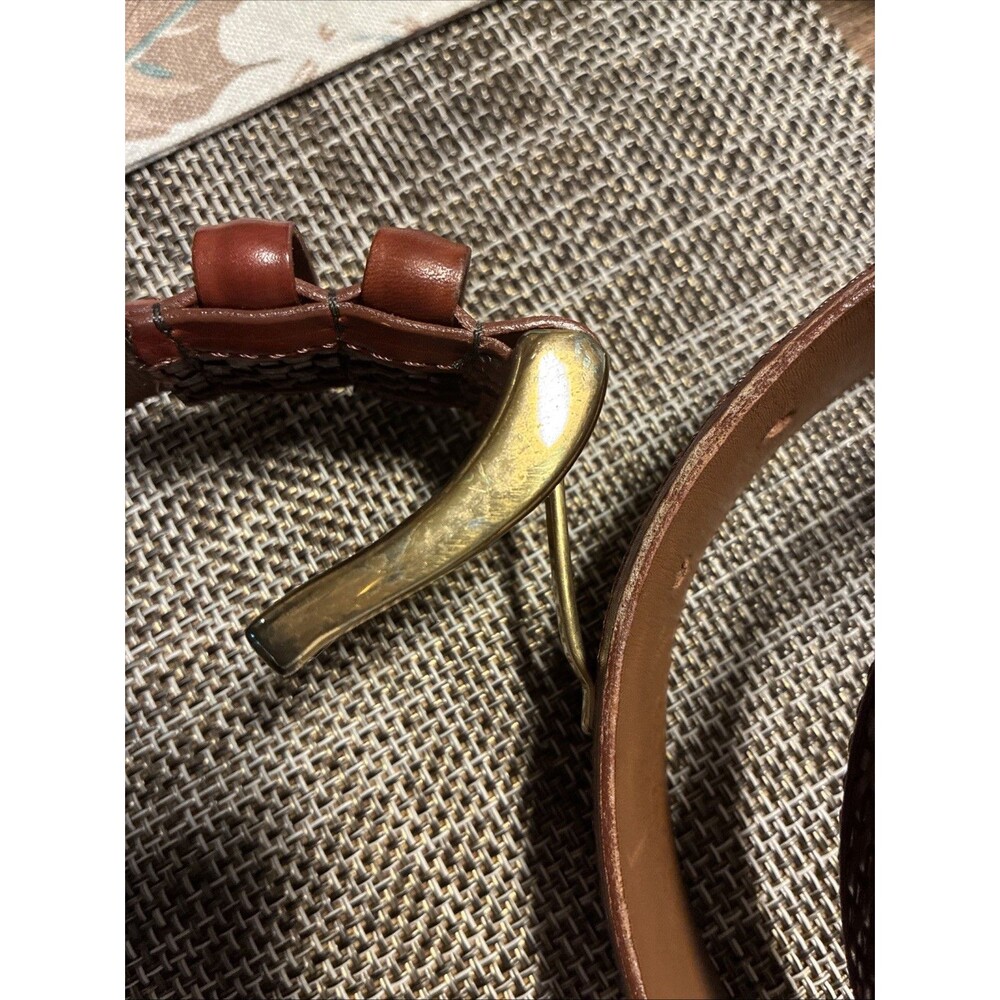 New Allen Edmonds 38 Belt Brown Basket Weaved Calfskin Leather Solid Brass - Picture 9 of 9